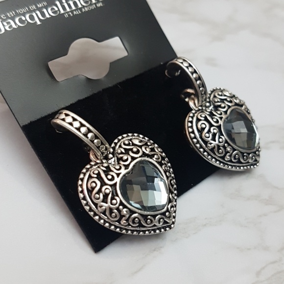 Vintage Heart Drop Earrings - Picture 3 of 4